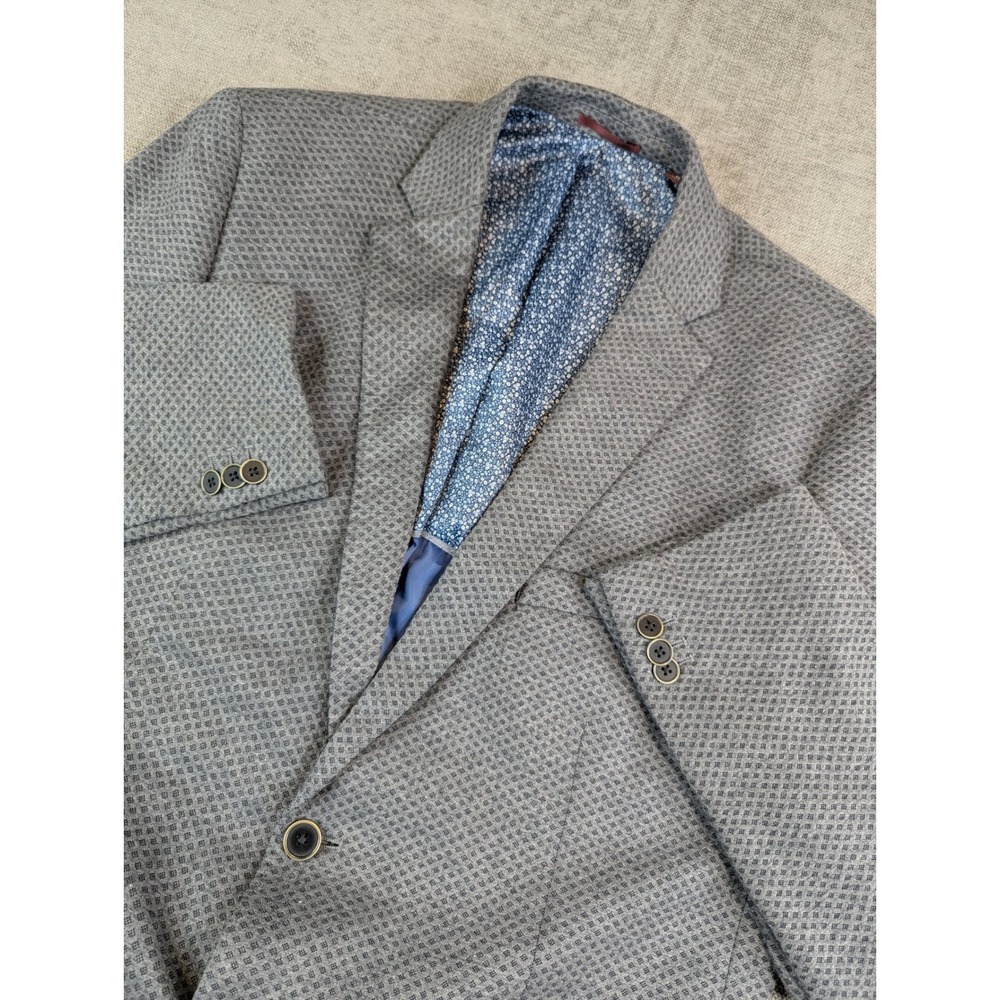 Johnston & Murphy Blazer Mens XL Grey Textured Knit Two Button Sport Coat